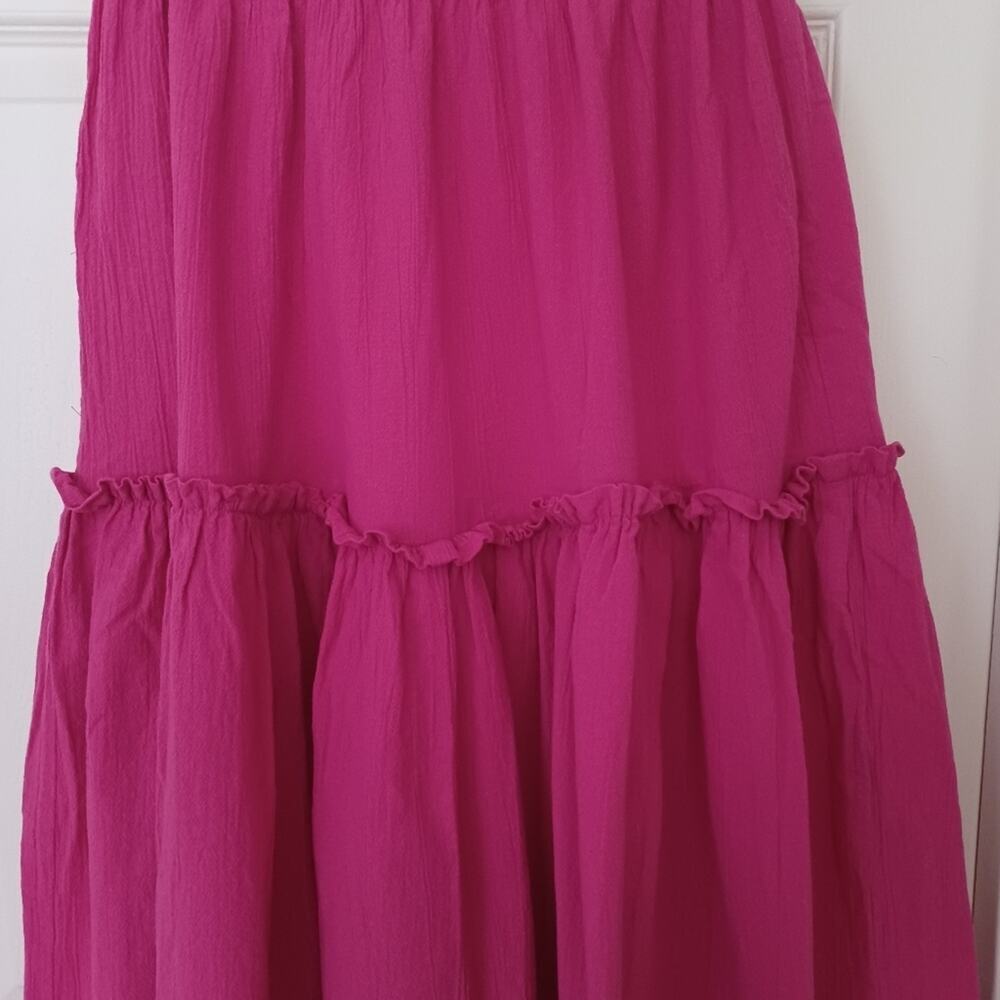 ELF Annabelle Linen Maxi Skirt Magenta Pink Elastic Waist M - Picture 5 of 10